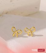 Elegant Anti Tarnish Bow Earrings for Women – Stylish Stud Design
