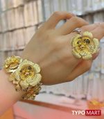 Metal Ferroalloy Cuff Bracelet With Ring Set