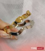 JOVO LOVE Prevalent Simple Wave Bracelet Luxury Zircon Inlaid 18 k Gold-plated Stainless Steel Waterproof Bangle Women's Jewelry - Image 4