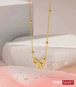 Simple Bow Tie Pendant Necklace Ribbon Necklace Bow Necklace Gold Necklace bow Jewelry for Women and Girls