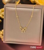 Simple Bow Tie Pendant Necklace Ribbon Necklace Bow Necklace Gold Necklace bow Jewelry for Women and Girls - Image 2